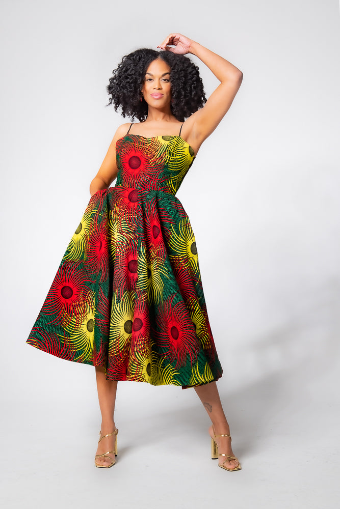 LYDIA MULTICOLOURED AFRICAN PRINT DRESS – Heritage Clothings