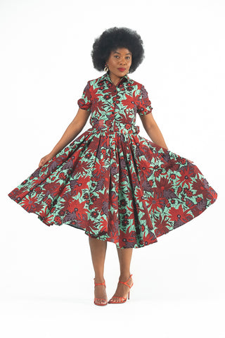 THANDIWE GREEN AND RED DRESS