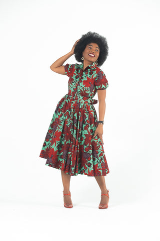 THANDIWE GREEN AND RED DRESS