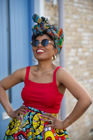 TOKUNBO MULTICOLOURED HEADWRAP.