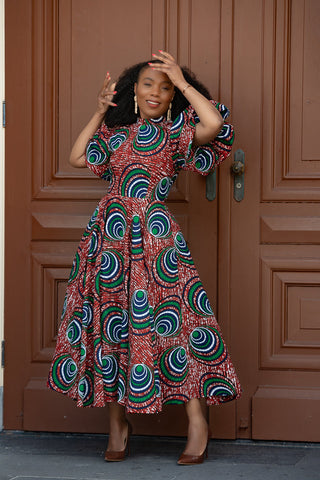 Olori Green And Red Dress Dresses