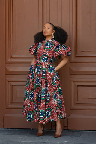 OLORI GREEN AND RED DRESS