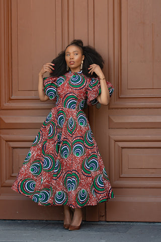 Olori Green And Red Dress Dresses