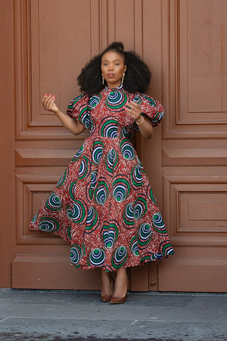 Olori Green And Red Dress Dresses