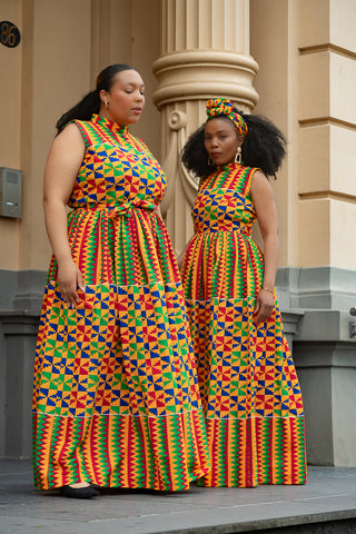 ASANA KENTE MAXI DRESS