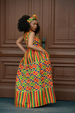 ASANA KENTE MAXI DRESS