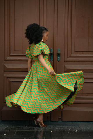 OLORI ORANGE AND GREEN DRESS