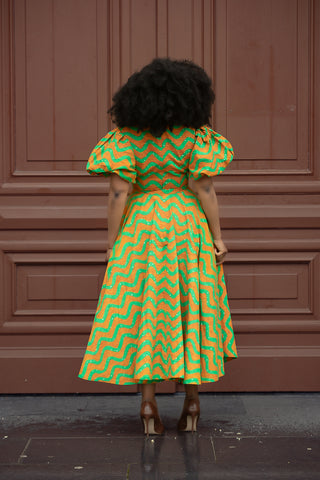 OLORI ORANGE AND GREEN DRESS