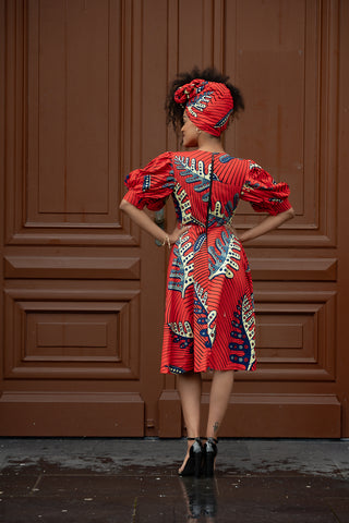 NEFERTITI RED FLARED DRESS