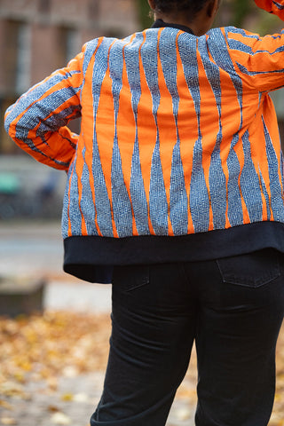 Amma Multi Way Blue And Orange Bomber Jacket Apparel & Accessories