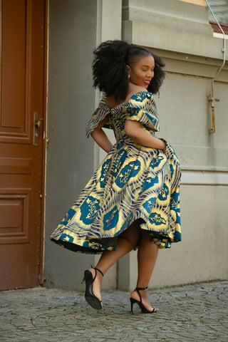 OYIN BLUE AND GOLD DRESS