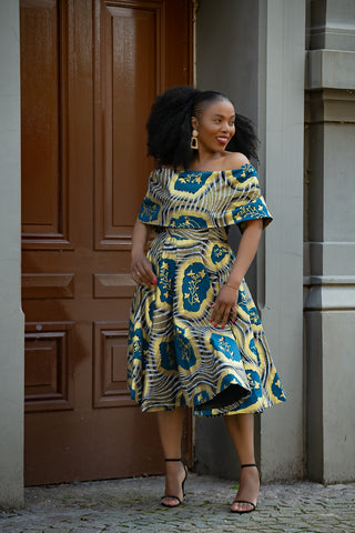 OYIN BLUE AND GOLD DRESS