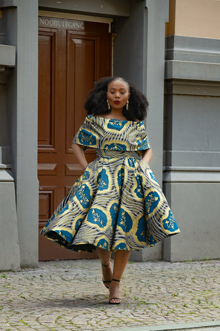 OYIN BLUE AND GOLD DRESS