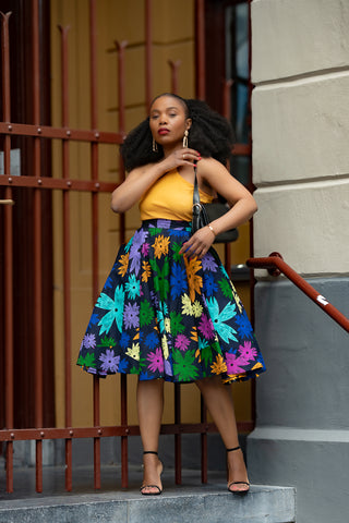 YOMI FLORAL SKATER SKIRT