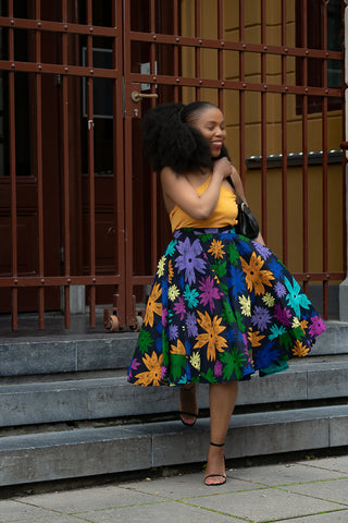 YOMI FLORAL SKATER SKIRT