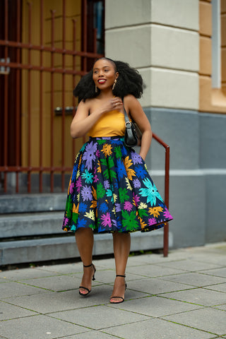 YOMI FLORAL SKATER SKIRT