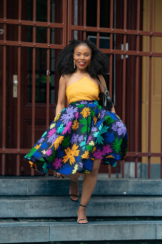 YOMI FLORAL SKATER SKIRT