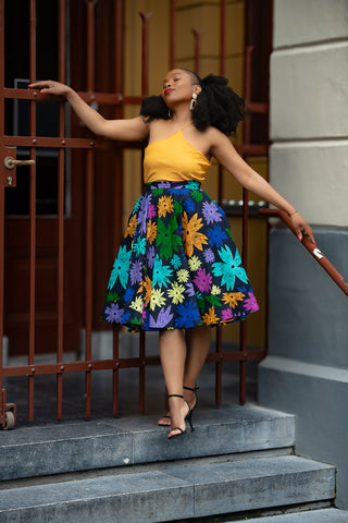 YOMI FLORAL SKATER SKIRT