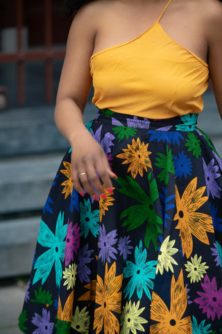 YOMI FLORAL SKATER SKIRT