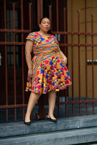 TENDAI MULTICOLOURED KENTE DRESS