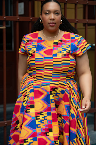 TENDAI MULTICOLOURED KENTE DRESS