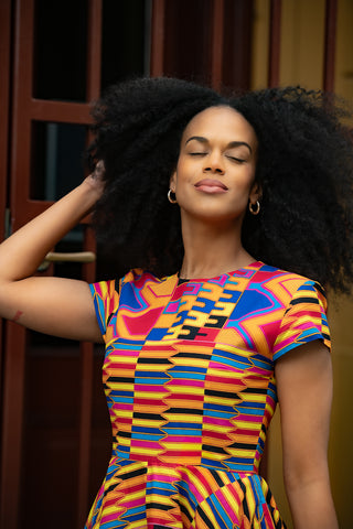 TENDAI MULTICOLOURED KENTE DRESS