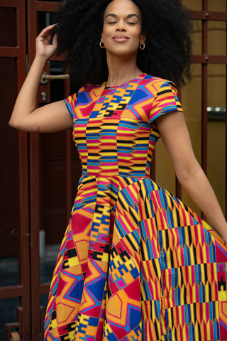 TENDAI MULTICOLOURED KENTE DRESS