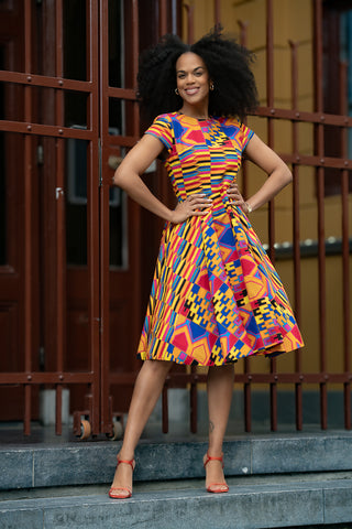 TENDAI MULTICOLOURED KENTE DRESS