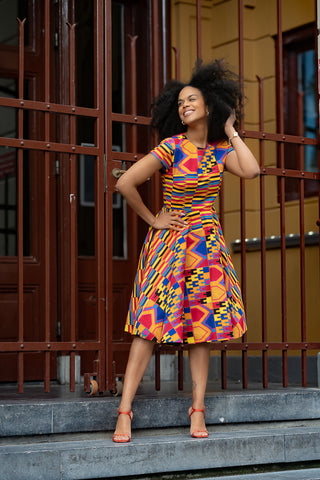 TENDAI MULTICOLOURED KENTE DRESS