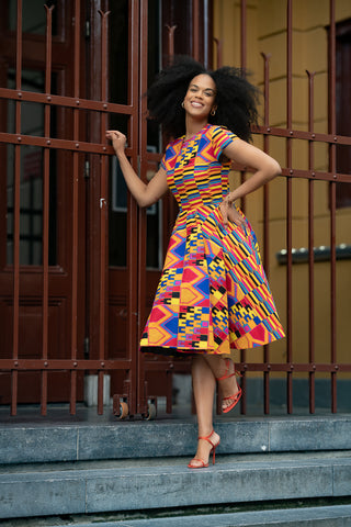 TENDAI MULTICOLOURED KENTE DRESS