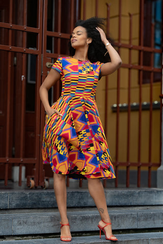 TENDAI MULTICOLOURED KENTE DRESS