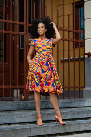 TENDAI MULTICOLOURED KENTE DRESS