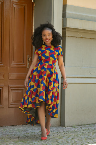 ANTONIA MULTICOLOURED HIGH LOW DRESS