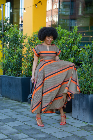 PEJU ORANGE AND BLACK DRESS