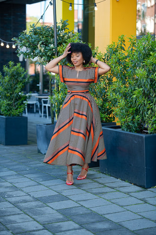 PEJU ORANGE AND BLACK DRESS