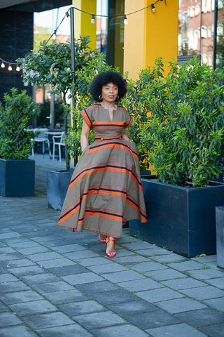 PEJU ORANGE AND BLACK DRESS