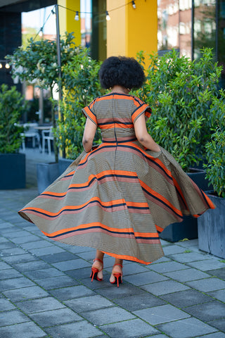 PEJU ORANGE AND BLACK DRESS