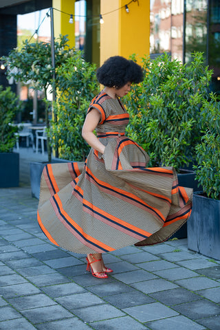 PEJU ORANGE AND BLACK DRESS