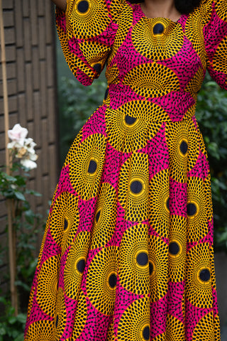 Adesua Brown And Pink Dress