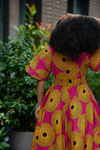 Adesua Brown And Pink Dress