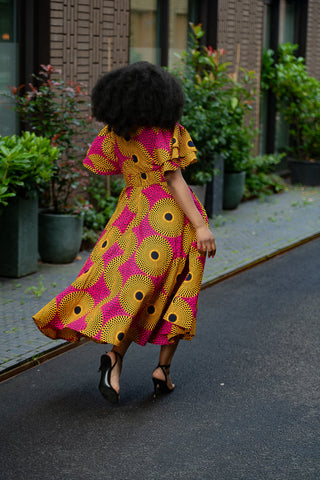 Adesua Brown And Pink Dress