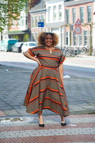 PEJU ORANGE AND BLACK DRESS