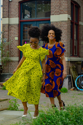 ADESUA BLUE AND ORANGE DRESS