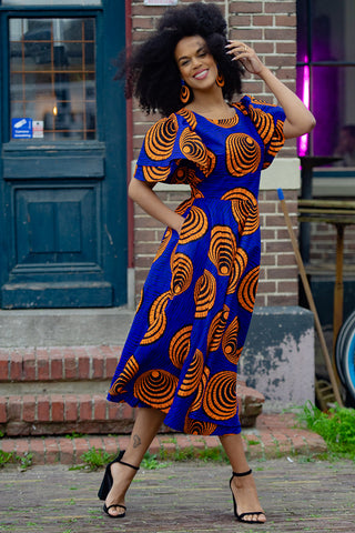 ADESUA BLUE AND ORANGE DRESS