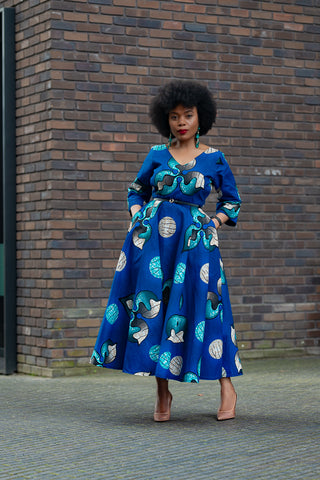 ANELE ROYAL BLUE FLARED DRESS