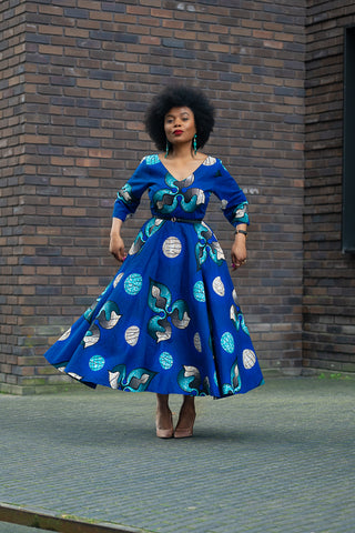 ANELE ROYAL BLUE FLARED DRESS