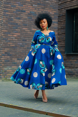 ANELE ROYAL BLUE FLARED DRESS