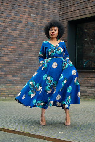 ANELE ROYAL BLUE FLARED DRESS