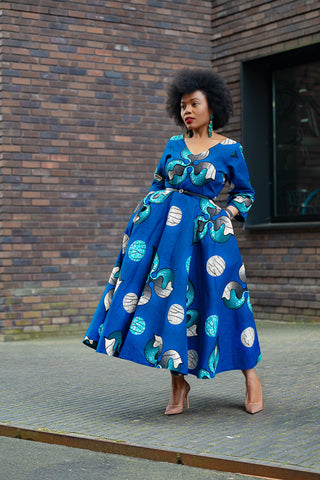 ANELE ROYAL BLUE FLARED DRESS