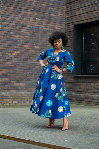 ANELE ROYAL BLUE FLARED DRESS